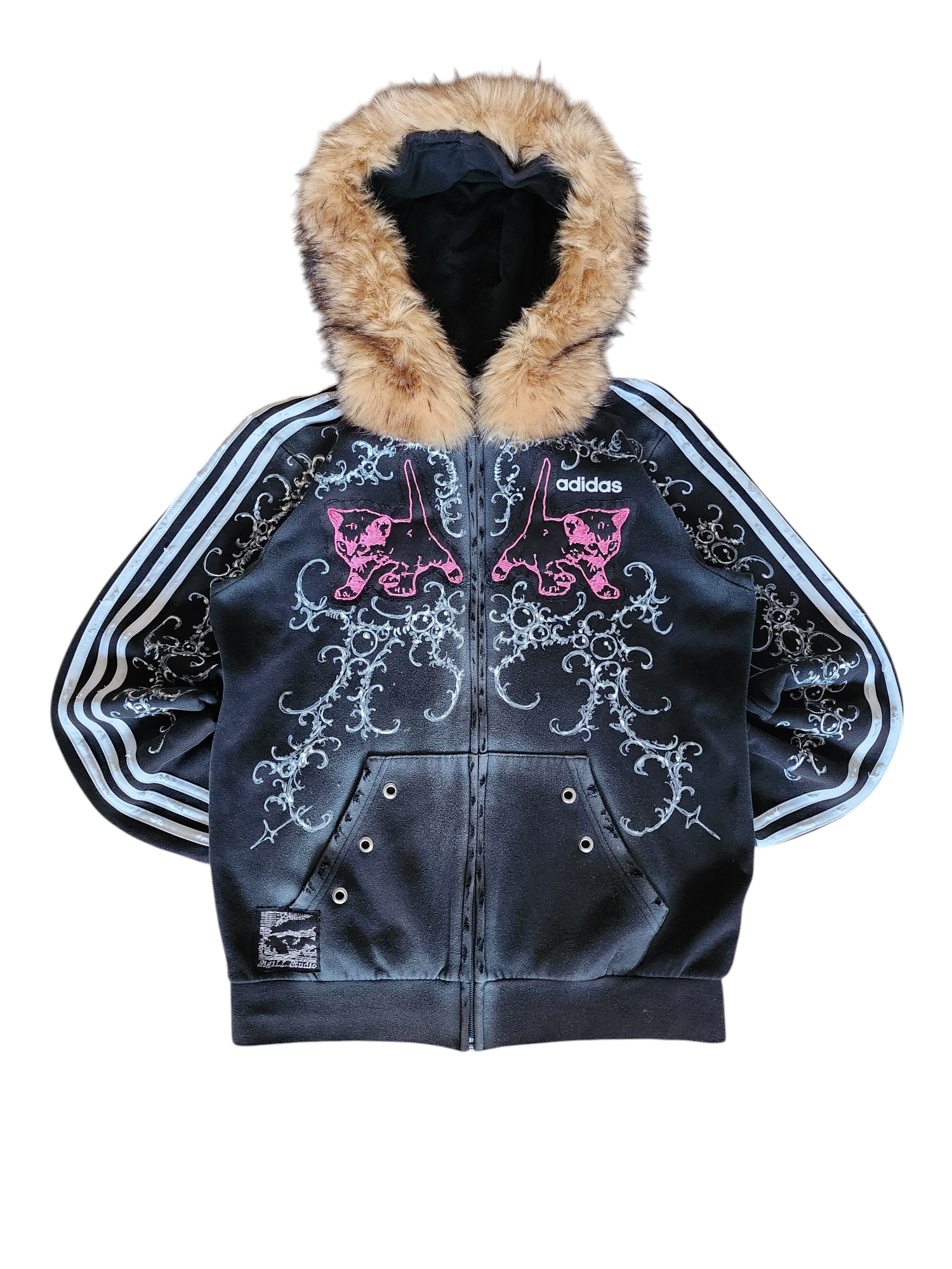 Czarna bluza Adidas custom Kitty