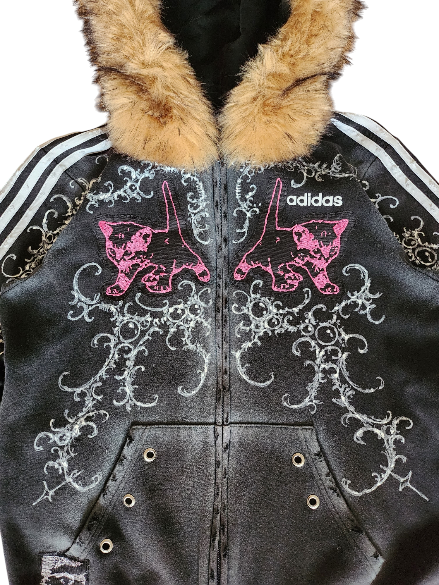 Czarna bluza Adidas custom Kitty