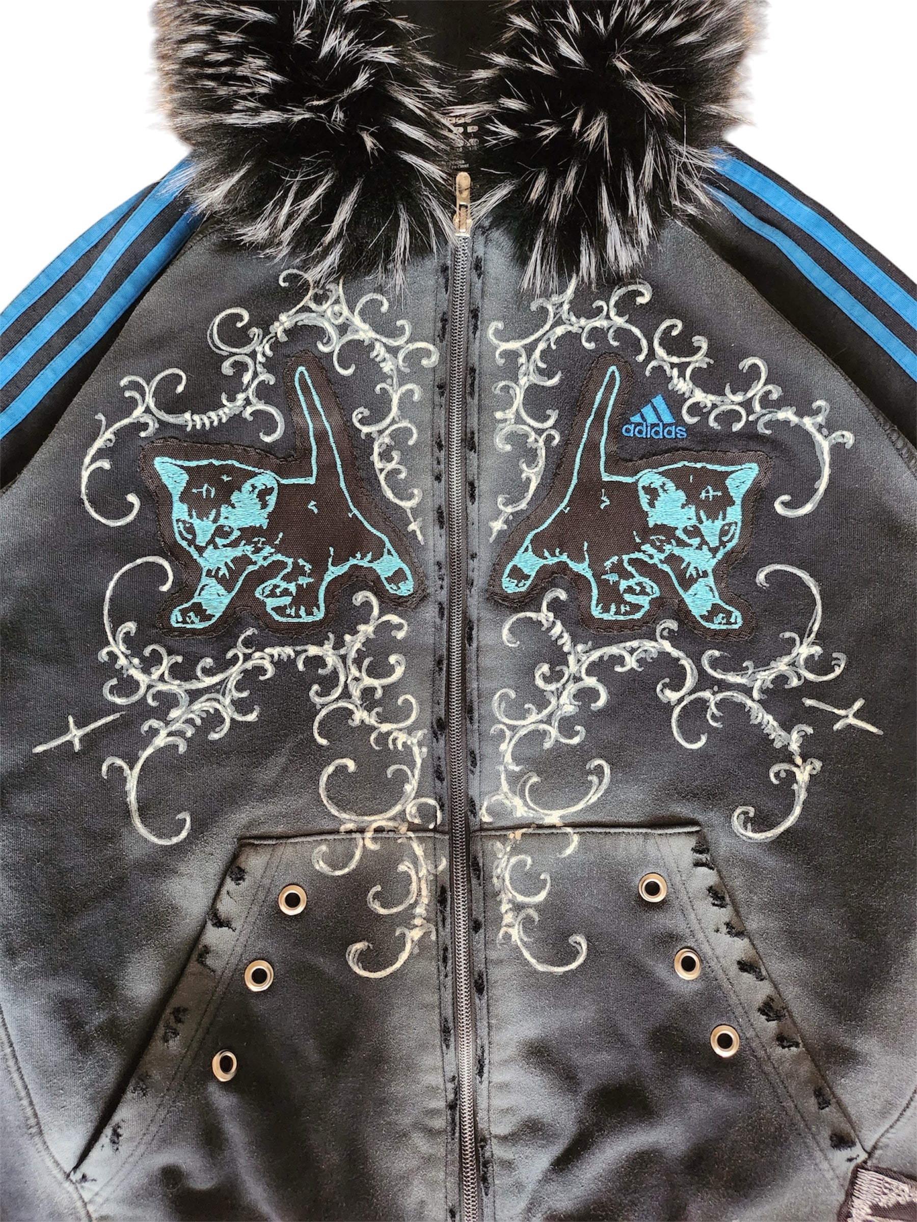 Czarna bluza Adidas custom Kitty