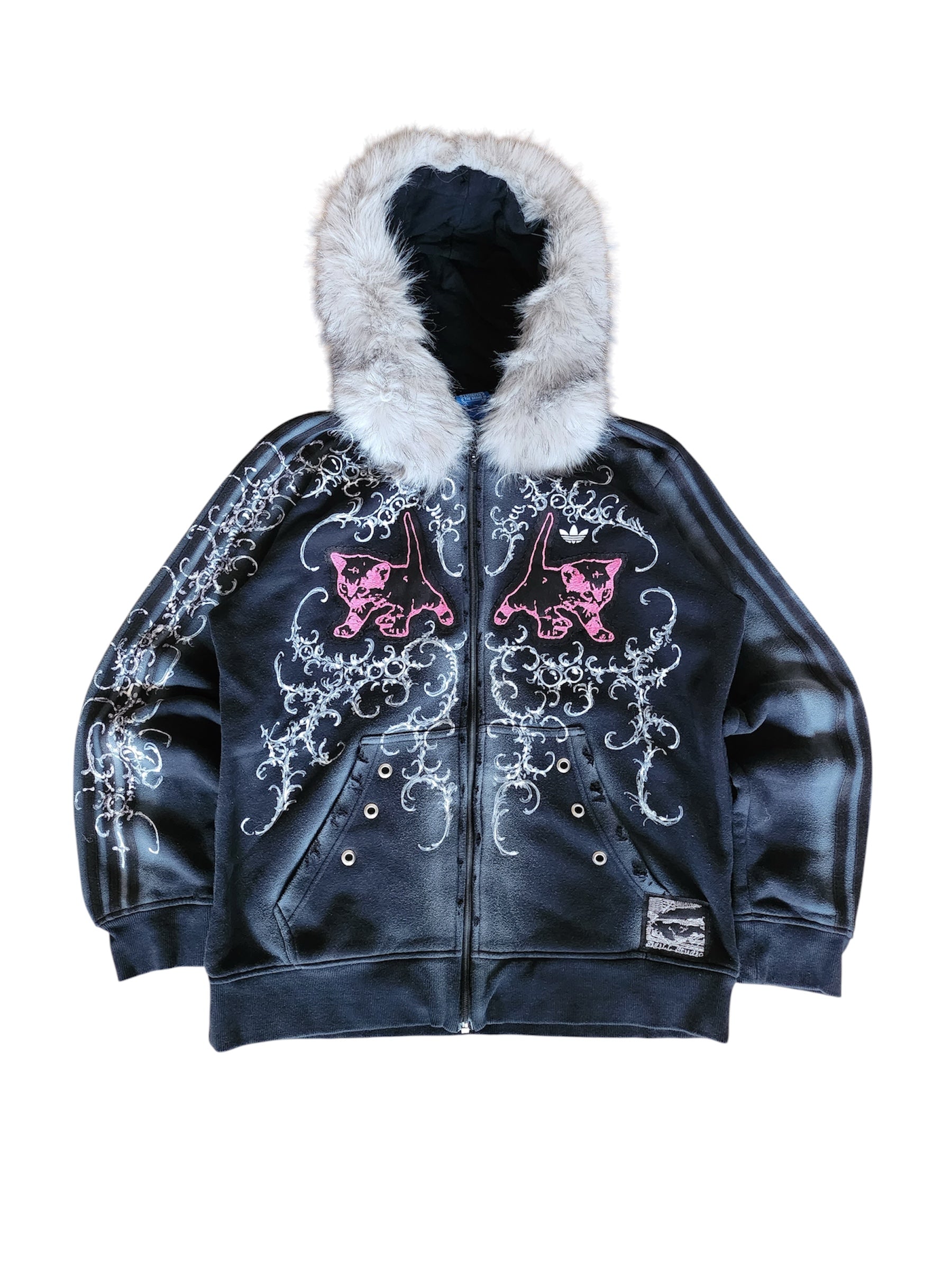Czarna bluza Adidas custom Kitty
