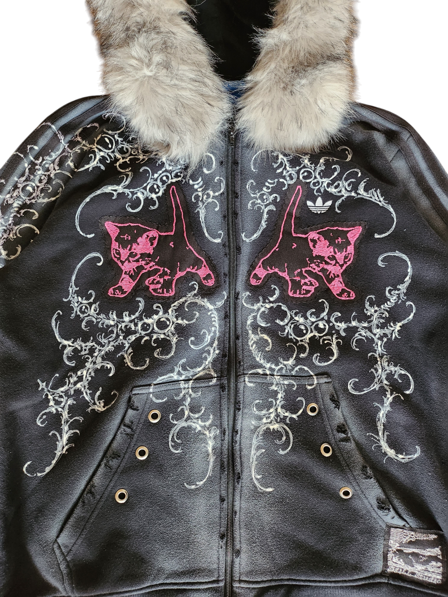 Czarna bluza Adidas custom Kitty