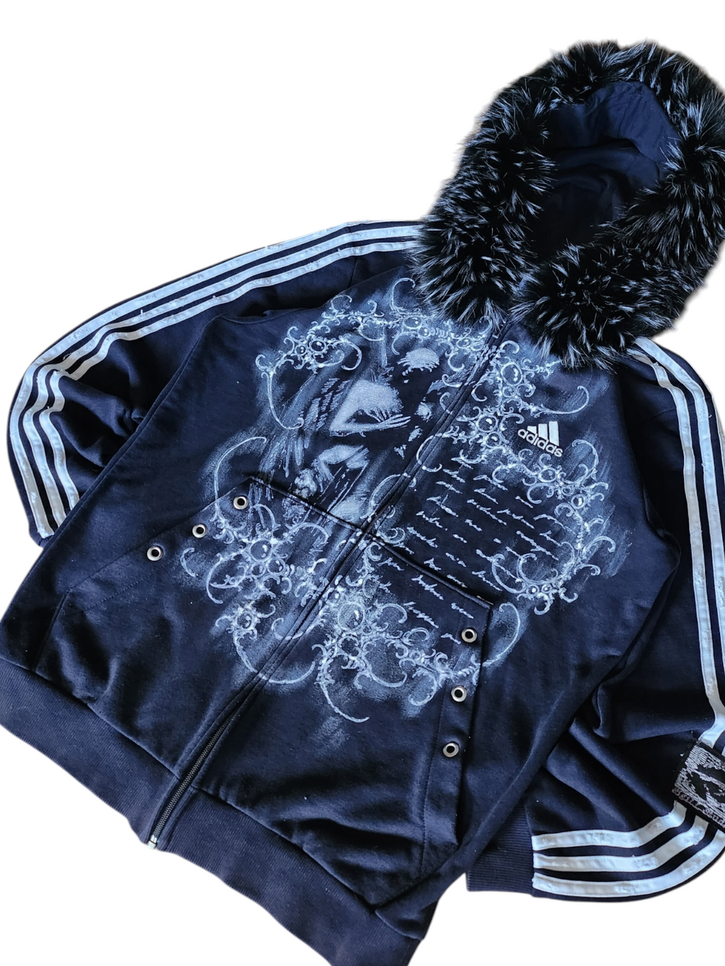 Granatowa rozpinana bluza adidas custom cybersigilism