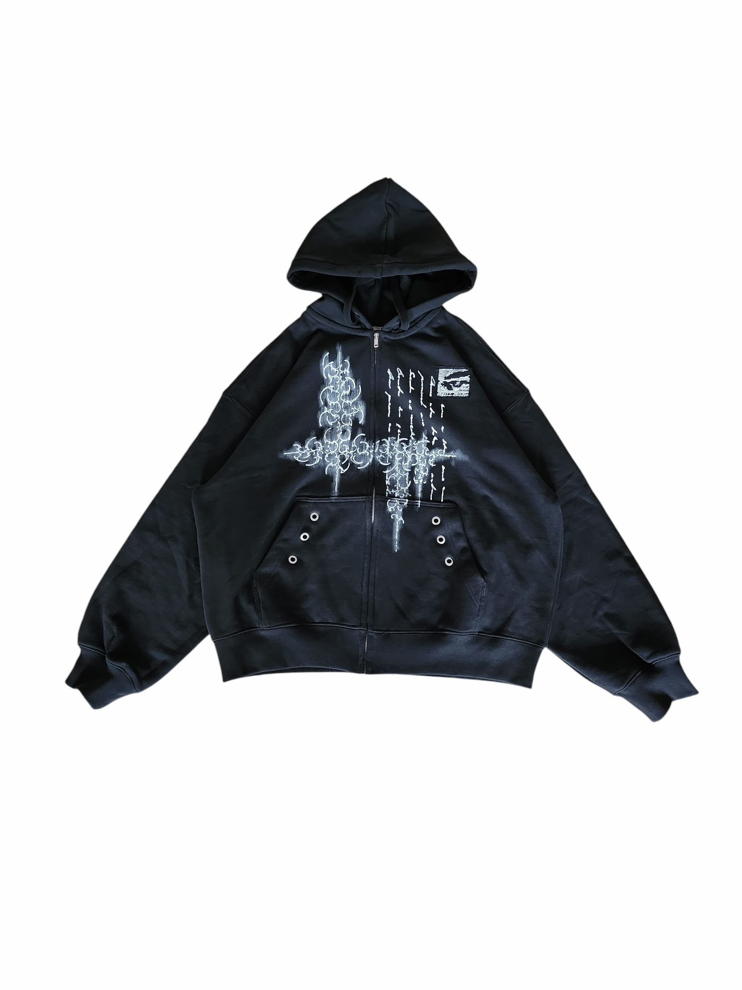 Czarna boxy bluza custom cybersigilism