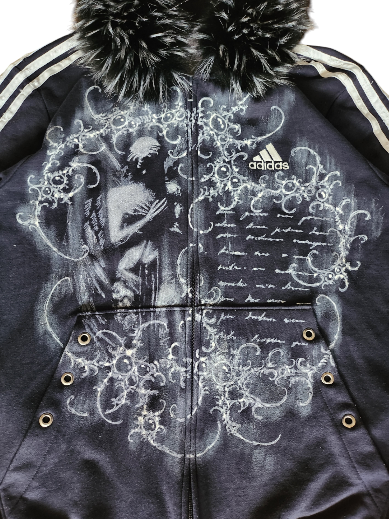 Granatowa rozpinana bluza adidas custom cybersigilism
