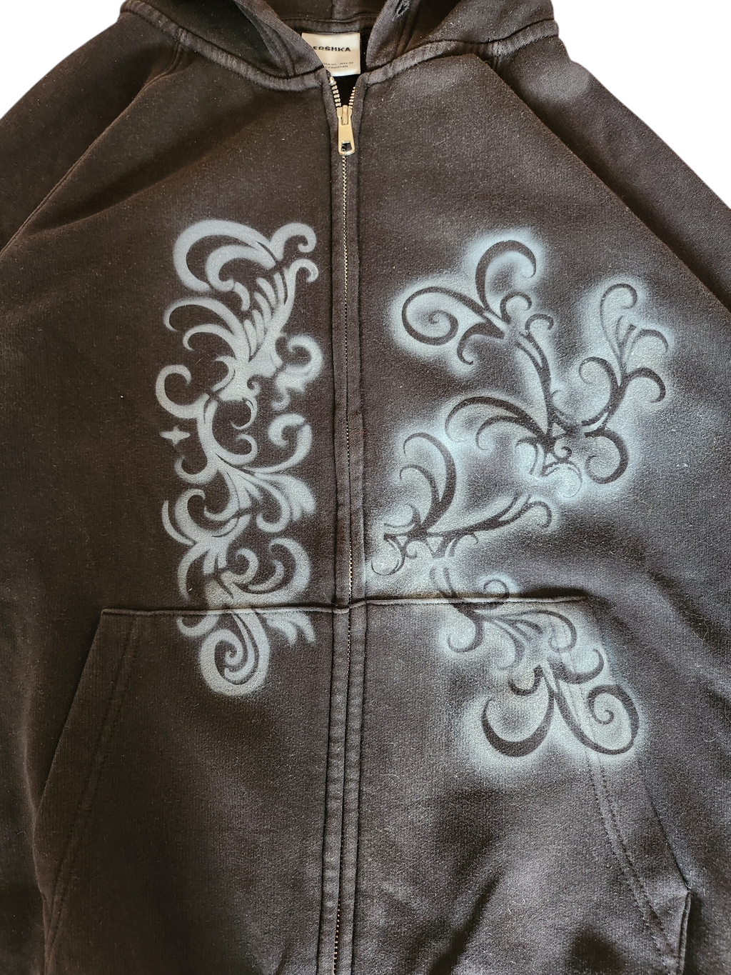 Czarna rozpinana bluza custom cybersigilism bershka